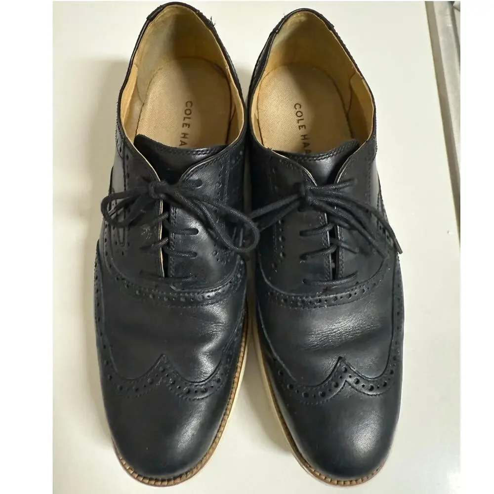 COLE HAAN Black Lace Up Casual Leather Dress Shoes Men 11